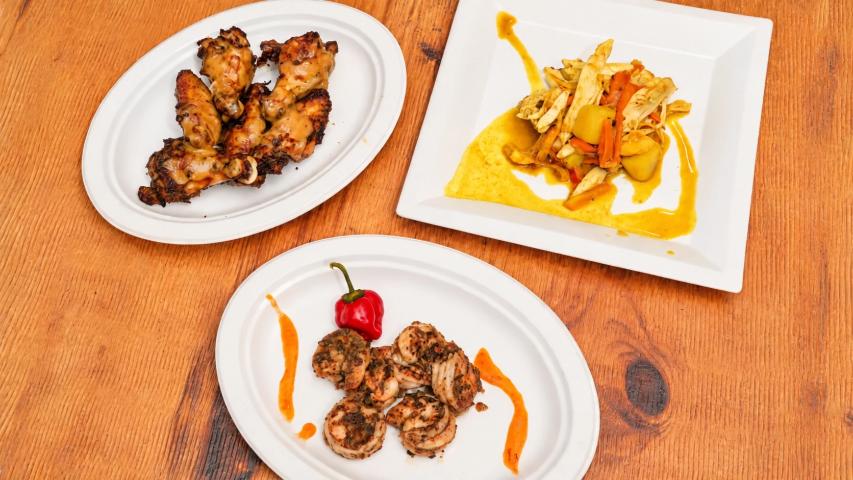 A selection of Jerks of the Caribbean dishes